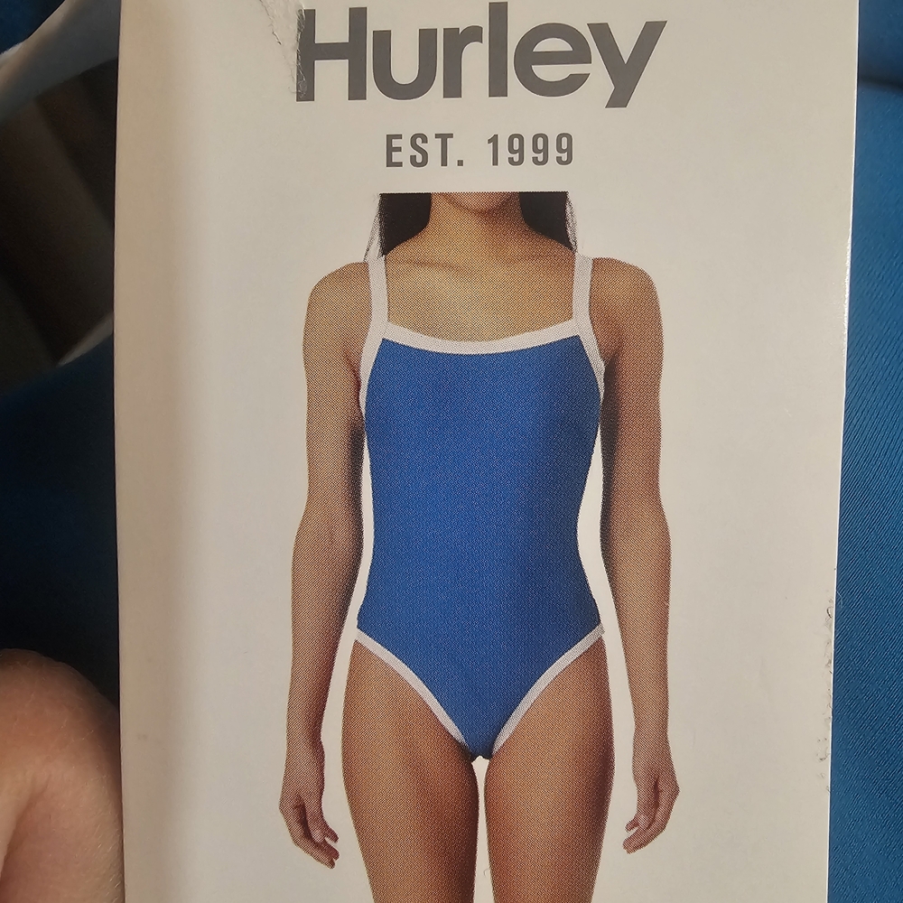 Hurley Womans One Piece Swimsuit in Blue and White